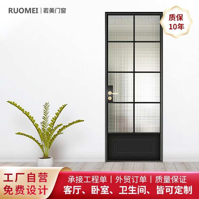 铝合金外置铝条玻璃推拉门隔断吊轨折叠老铁门贸易国外热销款定制