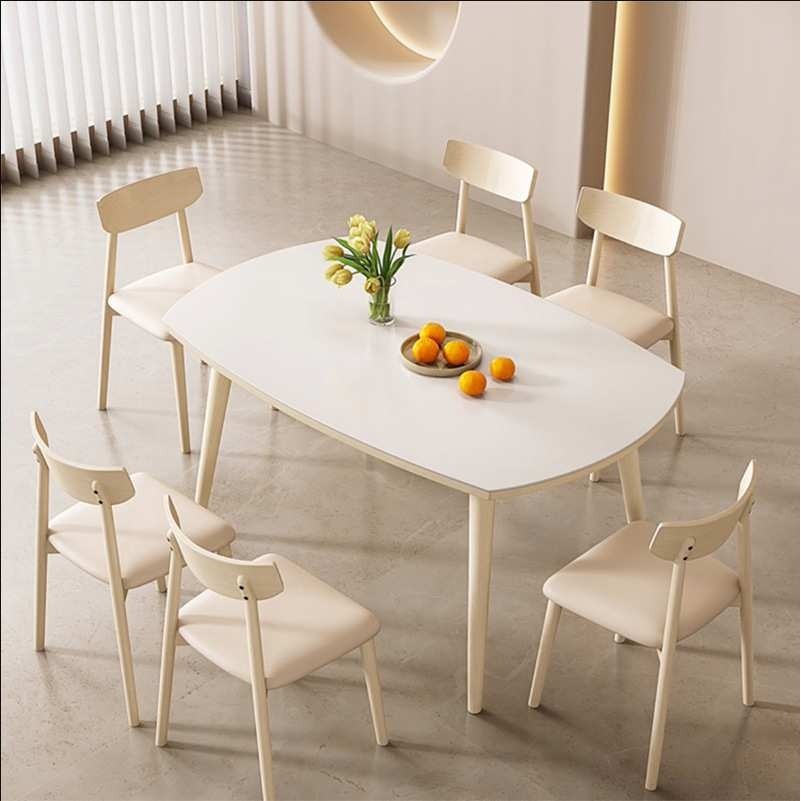 奶油风可伸缩折叠圆桌子现代简约家用小户型实木岩板餐桌椅组合,3C数码配件,摄像机配件,淘宝优惠券,粉丝福利购,淘宝优惠卷