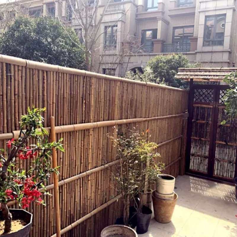 竹篱笆栅栏竹子围栏户外小院子围墙防腐竹排花园护栏挡墙竹竿隔断