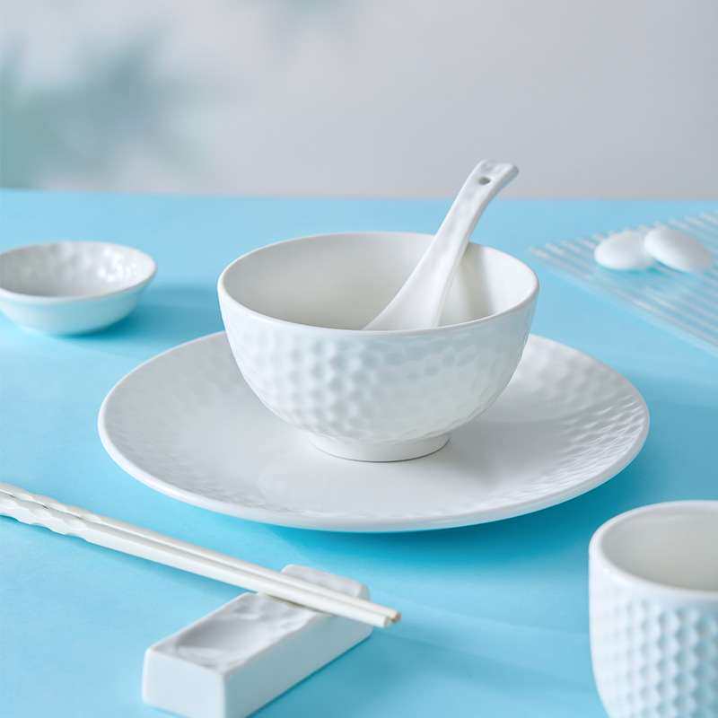 德士敦TUXTON水立方摆台套装耐用碗杯勺陶瓷餐具简约酒店家用餐厅