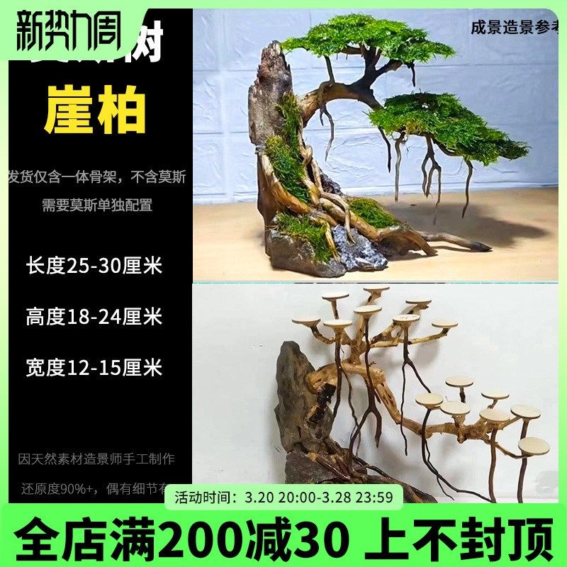 鱼缸创意造景树莫斯树成品装饰骨架天然手工水草树木树枝造型摆件