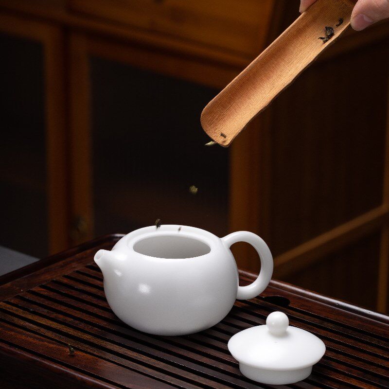 德精冰种羊脂玉瓷手工烧密泡茶壶白瓷单壶素化猪油白西施壶龙蛋壶