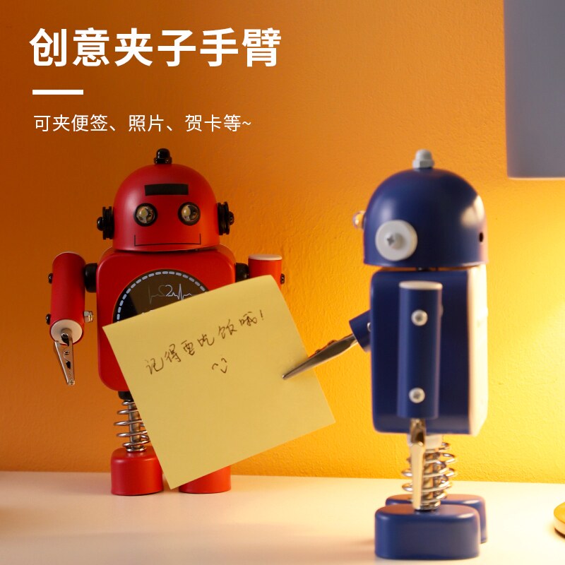 机器人闹钟静音数字显示夜光小学生儿童男女孩卧室床头金属壳闹钟