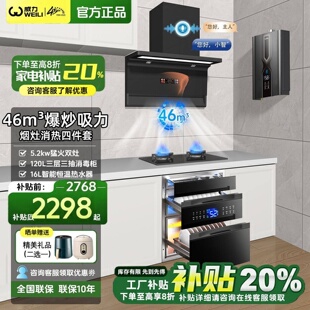 威力顶侧双吸抽油烟机新款燃气灶套装家用厨房大吸力超薄烟机套装