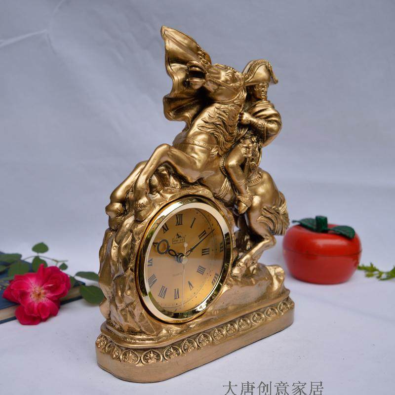 拿破阿翻越仑尔卑斯欧式复古台钟客厅创件座钟石英钟摆意家居饰品
