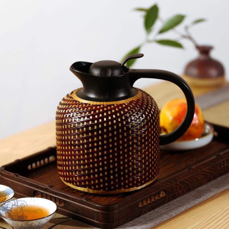 超温评爆款精竹编竹丝热水瓶保好携旅行车载便壶茶具不锈钢超大号
