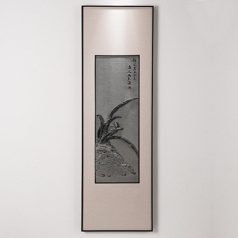 大创梅兰挂画原师手浮工雕刻客厅玄关艺术背景墙石雕装饰画