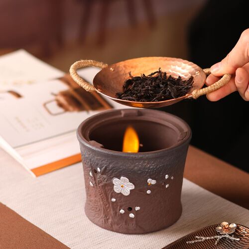 紫铜烤茶盘茶叶提香器高端纯手工功夫茶具配件烤茶器烘焙茶炒茶器