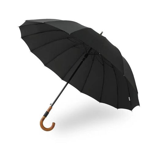 长柄复古16骨实木弯柄大号双人加固抗暴风雨商务雨伞男