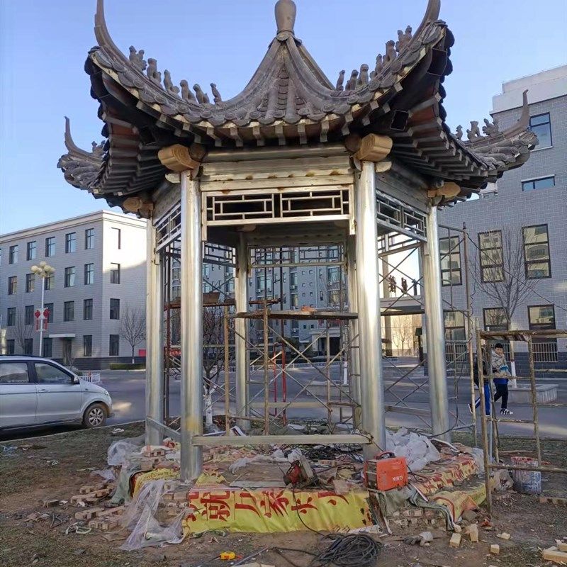 仿古配件五脊六兽屋顶装饰青瓦脊正吻翘脚中式凉亭宝顶瓦别墅滴水