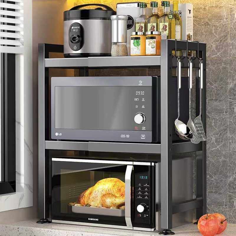 微波炉置物架二层可伸缩免打孔烤箱电锅台上多层收纳多功能架子,厨房/烹饪用具,微波炉置物架,淘宝优惠券,粉丝福利购,淘宝优惠卷