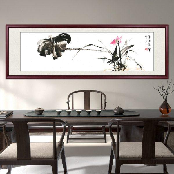 荷花水墨画新中式中堂画客厅挂画国画山水风景画沙发背景墙装饰画