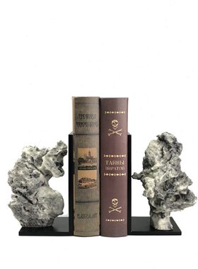 现代新中式铁艺假山书靠书档摆件样板房客厅家居书房酒柜软装饰品