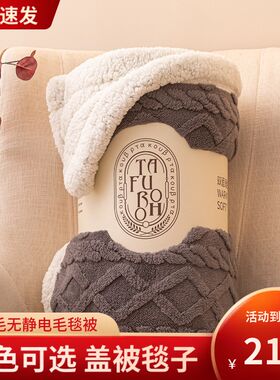 羊羔绒毛毯秋冬季加厚塔芙绒小毯子办公室午睡毯烤火被沙发盖脚毯