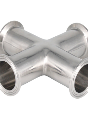 十字卡盘接头抛光快装4通箍式不锈钢等径304卫生级卡四通快接变径