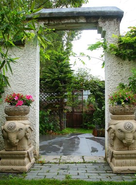 庭园花盆室外花院装饰花器阳台造景吉置别墅门口大象墩子布祥摆件