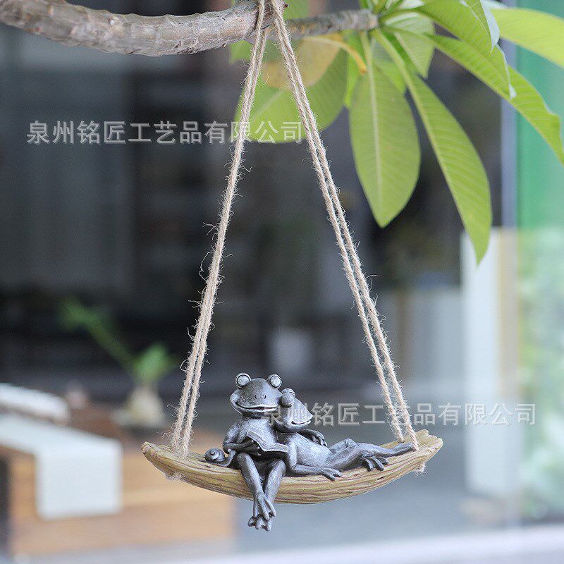 创意可爱青蛙摆件微景观花园饰脂肉物多动盆装树工艺品办公桌摆设
