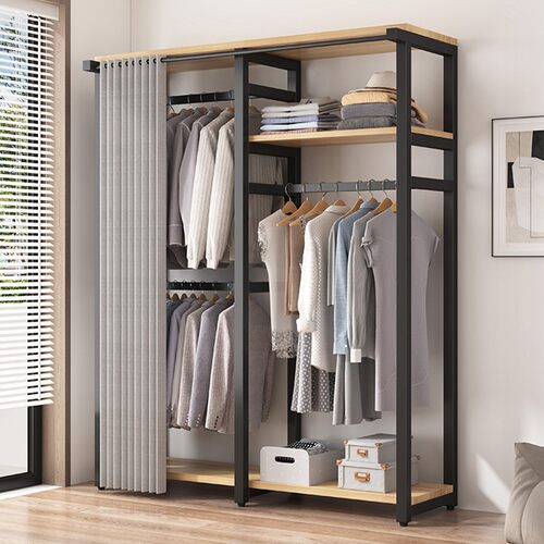 全钢架衣柜家用卧室简易组装结实耐用出租房屋经济型开放式布衣橱