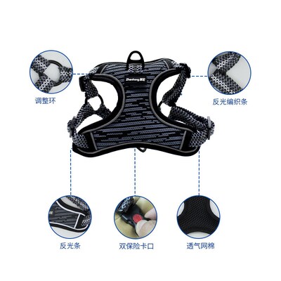 狗狗反光胸背带牵迪大绳中小型犬金毛柯基泰引胸背拴狗绳遛狗装备