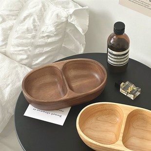 坐船来啦木质干果盘零食拼盘水盘盘茶点果实木托盘盘分格盘