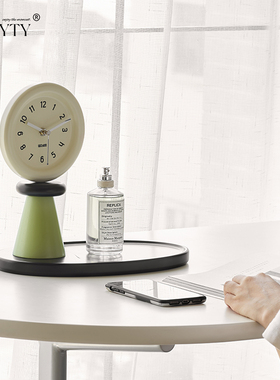 法式复古侘寂奶油风时钟摆件饰厅玄关黑白装客托盘高级感座钟饰品