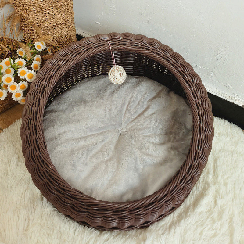 夏迪藤用猫窝四季通编猫屋可水洗泰季小狗窝睡觉凉爽半封闭宠物窝
