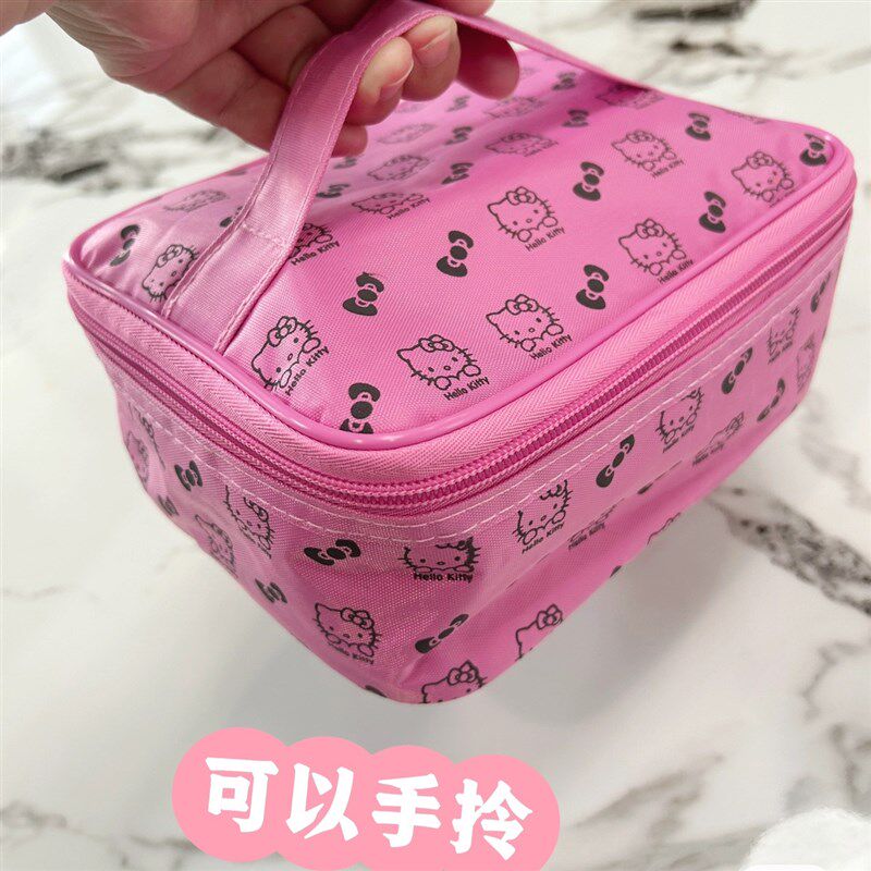 Kt猫咪玻璃饭盒耐高温分格饭盒带保温袋学生办公室带饭可微波炉用