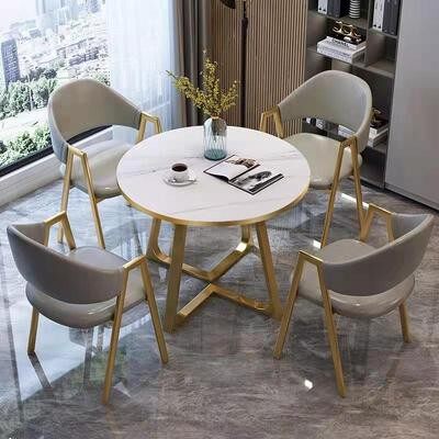 洽谈桌店组合防大理石奶茶甜品店小吃椅长餐桌休会接待闲客小圆桌