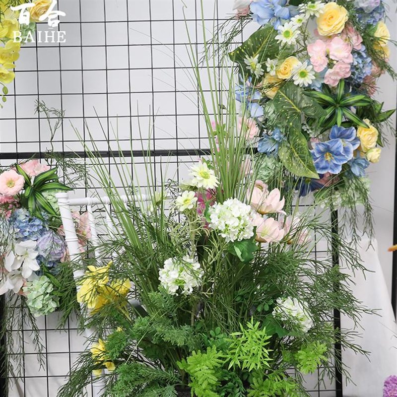 莫奈橱窗美陈花艺布置商场活动摆件婚礼迎宾区布置森系地排花挂花