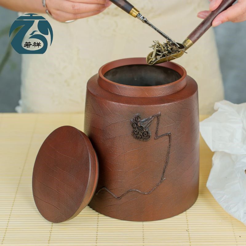 云南建水紫陶醒茶罐家用陶瓷茶罐密封罐储存普洱红白黑茶散茶精品