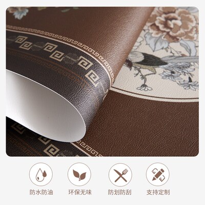 式中新大圆桌桌布双层转盘中间餐桌垫防水防油防免烫洗台布隔热垫