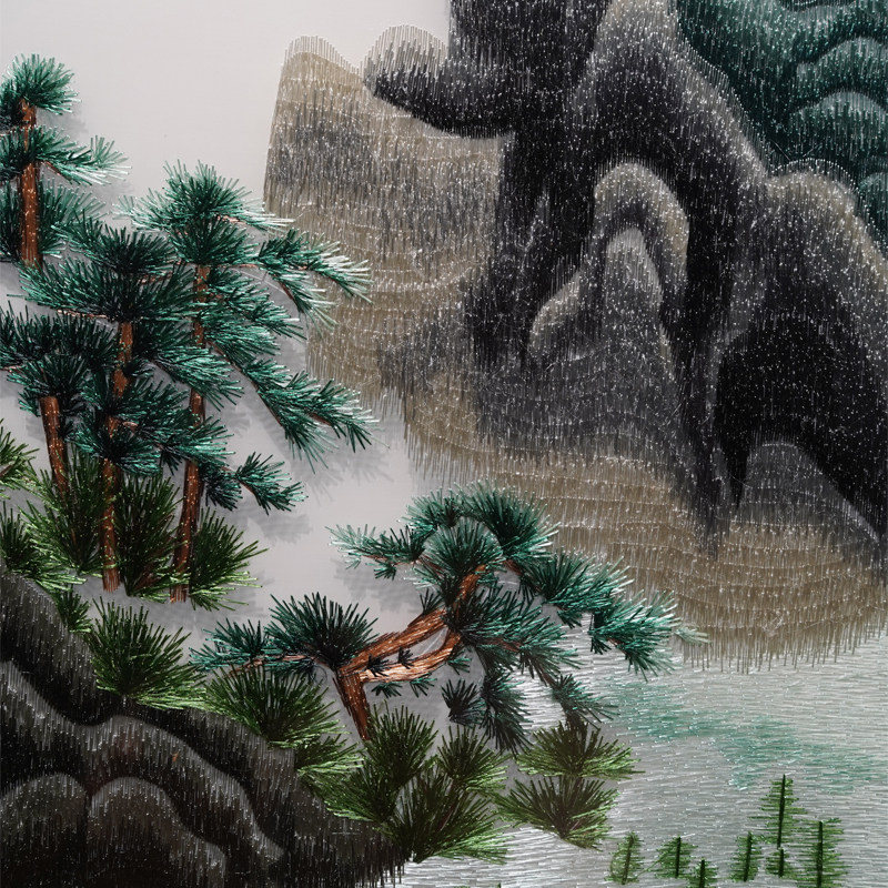 条夏秋冬四春屏客挂装饰画纯手工刺绣苏绣画沙发背景墙电视墙厅画