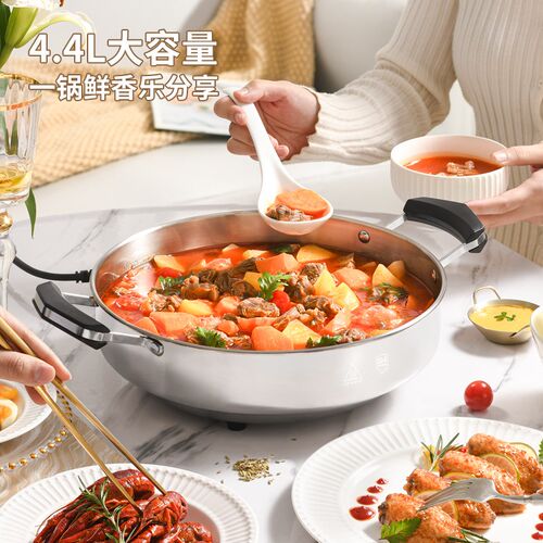 利仁电饼铛加厚304不锈钢汤锅火锅锅家用小火锅盆商用5-8人电煎锅