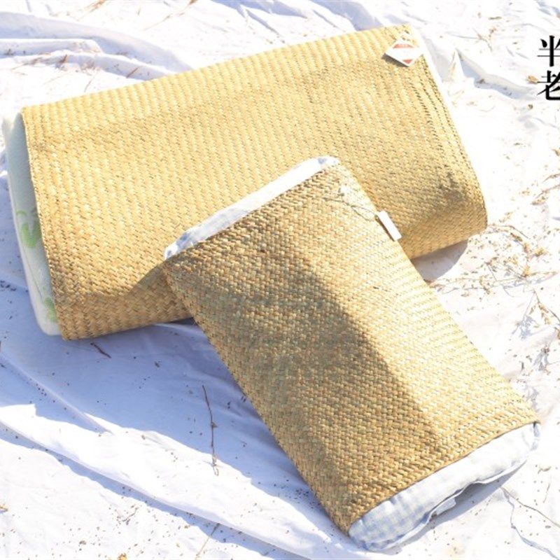 半老纯手工天然蒲草编枕套 儿童枕头套40x60U型乳胶枕片枕席定做图片