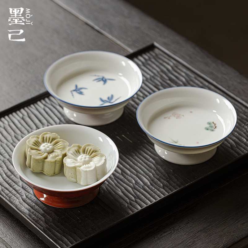 墨己家用高足陶瓷壶承功夫茶具配件茶点盘水果盘茶壶盖碗干泡盘
