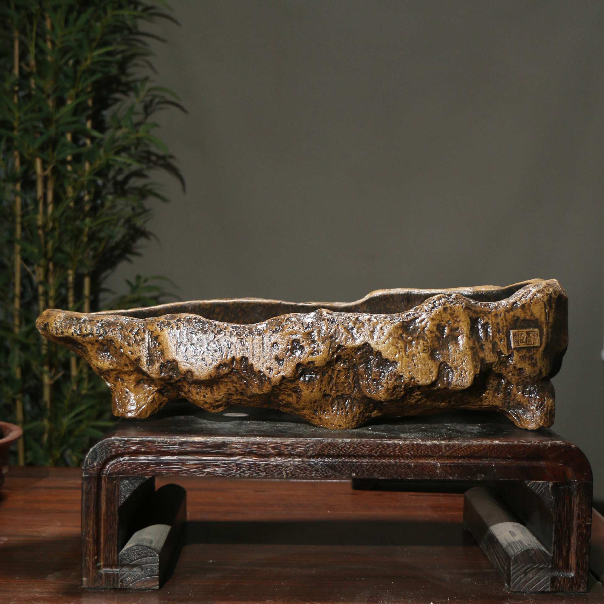 紫砂花盆异形盆景盆创意手工柴烧釉盆大号庭院子地面玄关盆栽盆