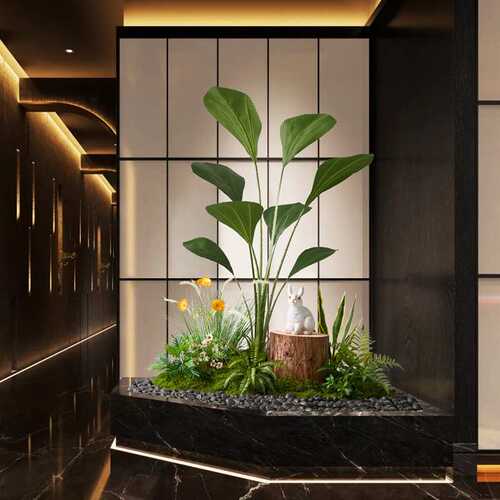 谷灵易生仿真绿植造景入户玄关楼梯下橱窗微景观角落植物摆件软装