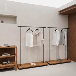 服装店展示架落地简约带板挂衣架童装中岛架铁艺侧挂衣货架带轮子