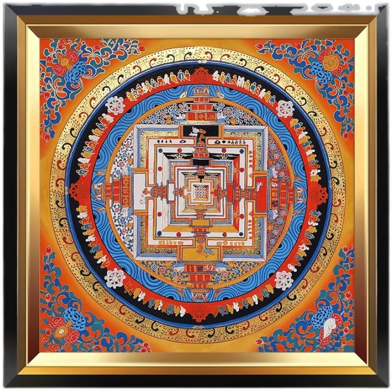 唐卡时轮金刚坛城西藏尼泊尔电表箱装饰画免打孔电闸盒装饰遮挡箱