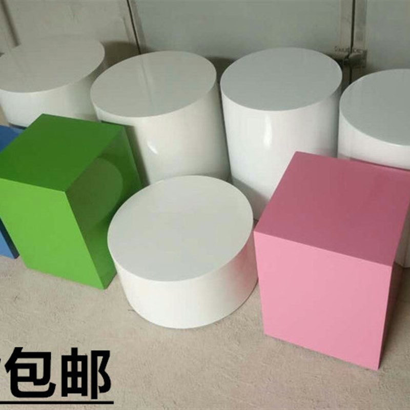 服形店圆装方形烤漆展地台圆立柱形婚纱试衣台站台模特底座示台