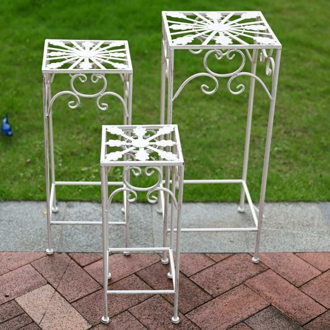 美式铁艺套三高脚方形花凳户外花园庭院植物盆栽阳台花架三件套,3C数码配件,摄像机配件,淘宝优惠券,粉丝福利购,淘宝优惠卷