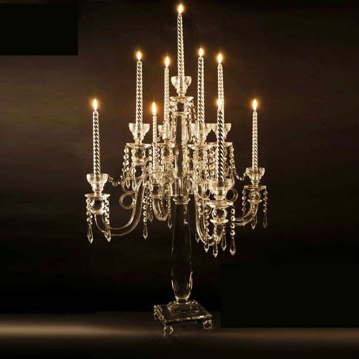 欧式奢华多头桌面摆件K9水晶烛台出口产品婚礼婚庆道具路引蜡台