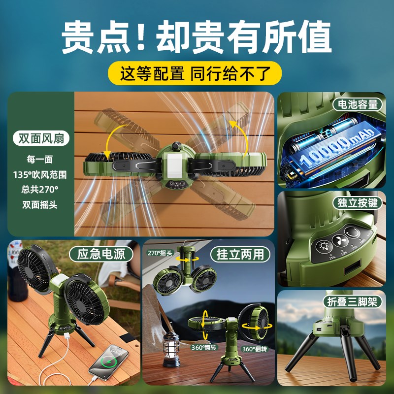 风头双扇可摇头家用静音小型夹式充电床头宿吊扇多头夹扇桌面挂舍