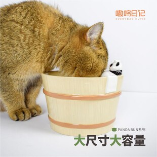泡汤熊瓷下猫猫碗大口径宠物碗釉陶彩防黑下巴保护颈椎