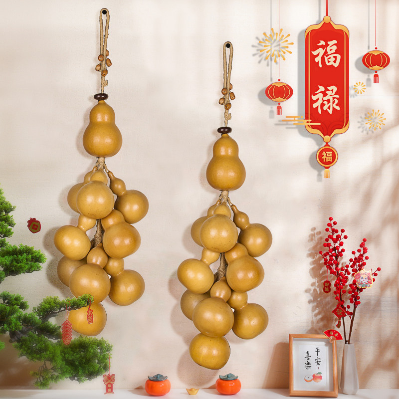 葫芦串挂件五福临门挂饰工艺品东南亚玄关家居客厅店铺装饰品壁饰