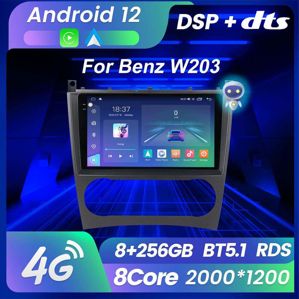 适用于奔驰C级W203 02-07款改装安卓大屏中控车机导航M6Pro