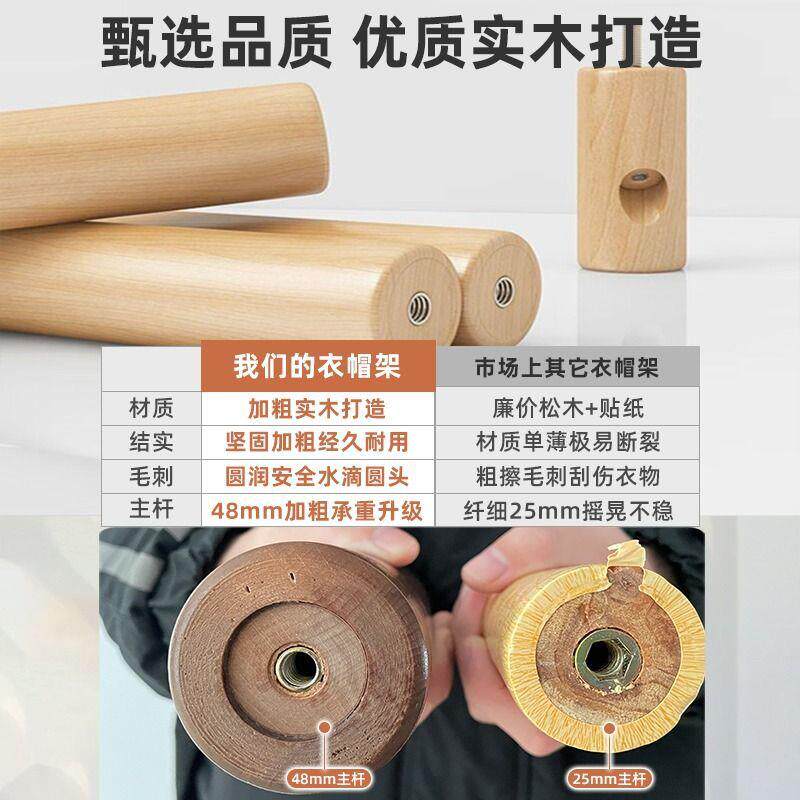 实木衣帽架落地衣架家用卧室树形挂衣杆客厅角落立式挂衣架子简易