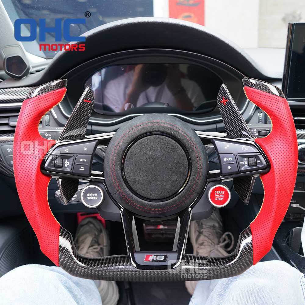 适用于奥迪全系改打孔皮碳纤维 飞机盘  跑车R8方向盘总成改装,3C数码配件,摄像机配件,淘宝优惠券,粉丝福利购,淘宝优惠卷