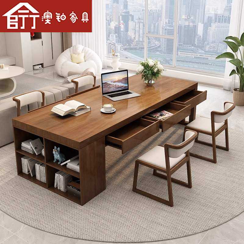 澳铂北欧客厅全实木大长书桌书柜一体家用写字桌带抽屉学生阅读桌,3C数码配件,摄像机配件,淘宝优惠券,粉丝福利购,淘宝优惠卷