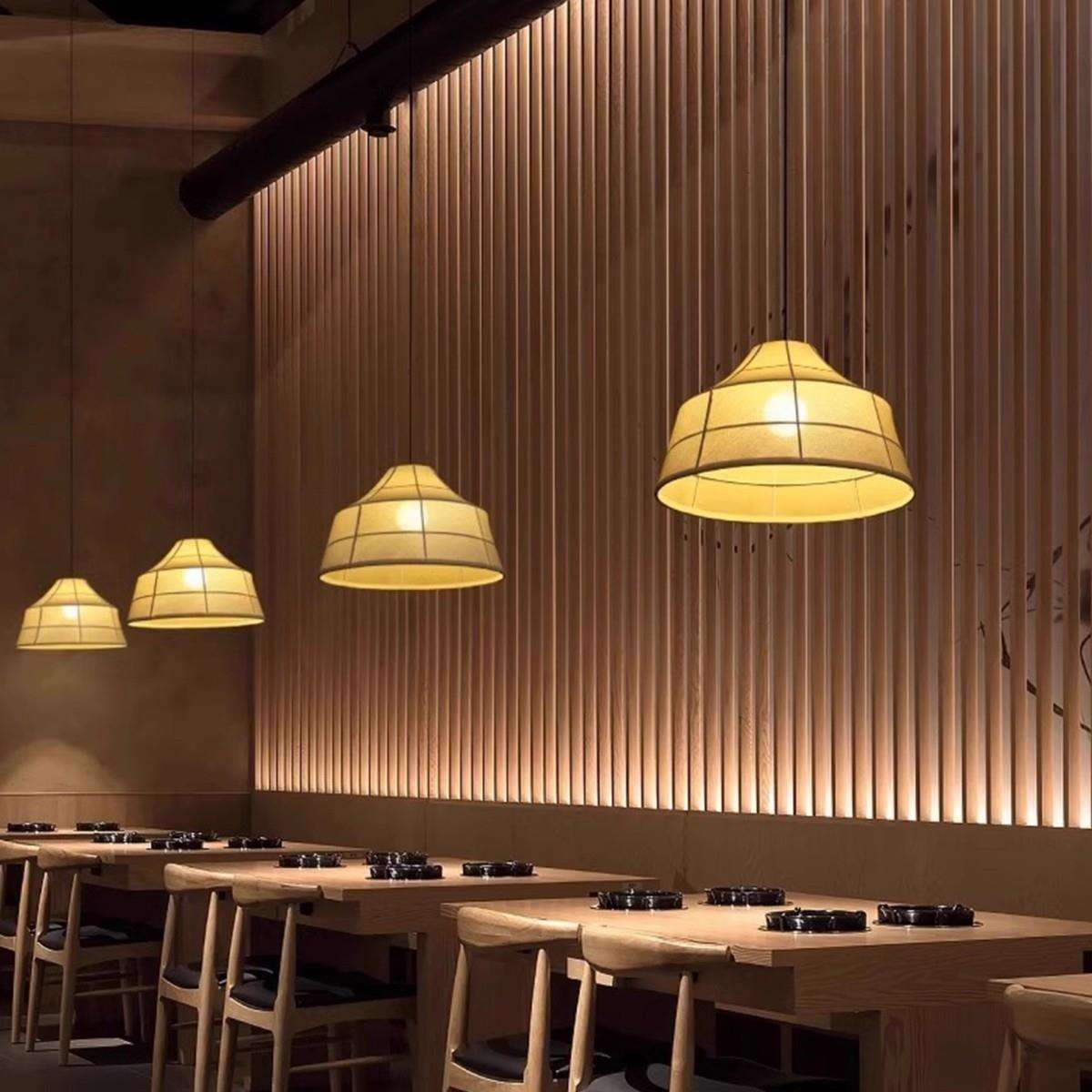 宋韵新中式餐厅吊灯宋代美学禅意复古餐饮灯具设计师款茶桌布艺灯